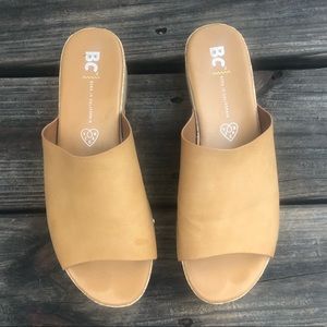 BC footwear tan slide sandals
